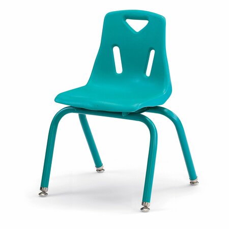 JONTI-CRAFT Berries Stacking Chairs with Powder-Coated Legs, 14 in. Ht, Set of 6, Teal 8124JC6005